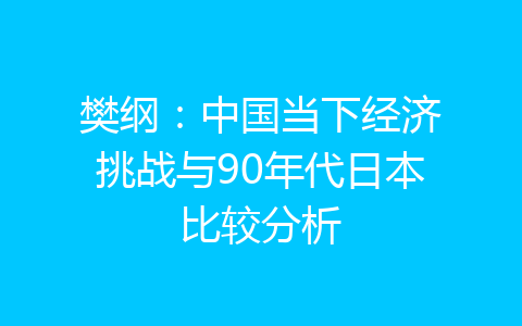 樊纲：中国当下经济挑战与90年代日本比较分析-齐朵屋